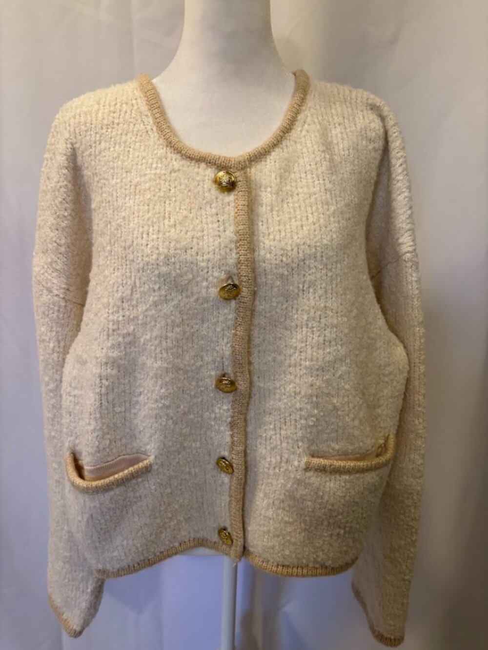 GAP Cream-Colored Cardigan with Gold Button detailing - size Large